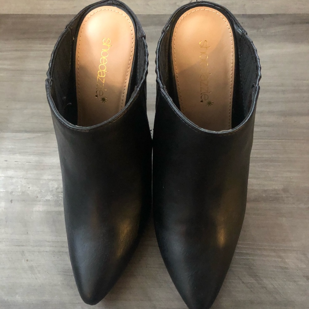 Black 4 inch mules